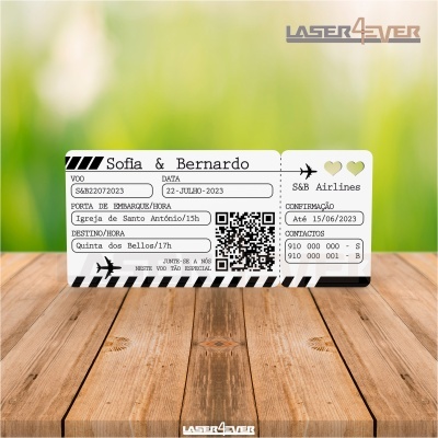 Convite Casamento - Bilhete Avião