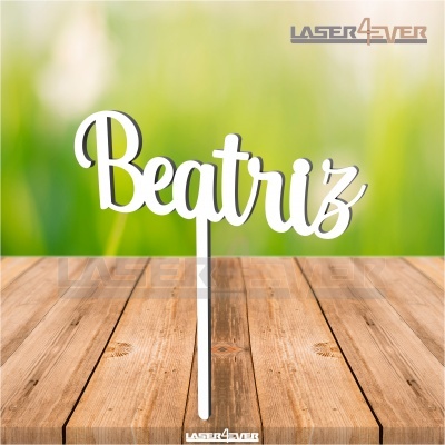 Topo de Bolo Madeira - Nome Beatriz