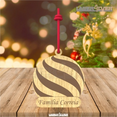 Bola de Natal - Riscas Nome Família Personalizado