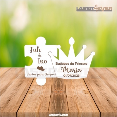 Íman Lembrança Casamento - Peça Puzzle Coroa