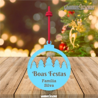 Bola de Natal - Pinheiros Nome Família Personalizado