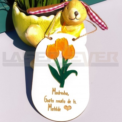 Placa Tulipa - Lembrança Dia de Ramos