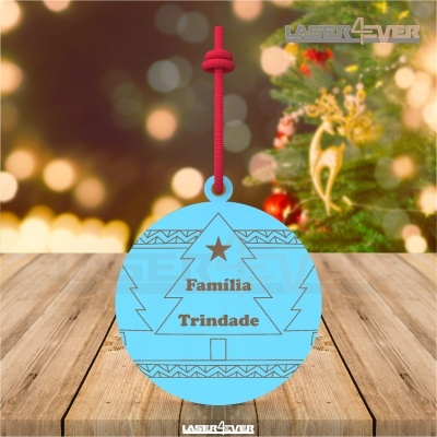 Bola de Natal - Pinheiros Nome Família Personalizado