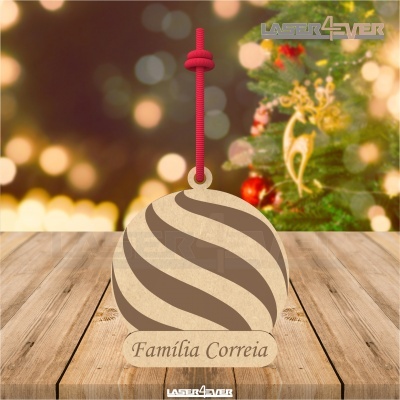 Bola de Natal - Riscas Nome Família Personalizado