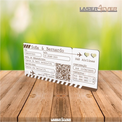 Convite Casamento - Bilhete Avião