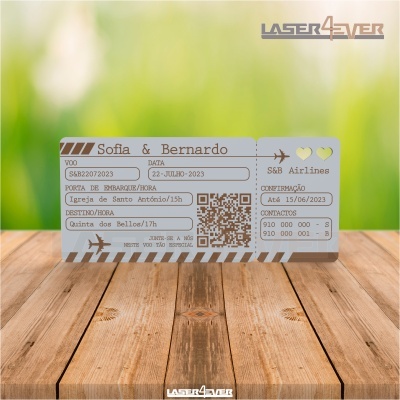 Convite Casamento - Bilhete Avião