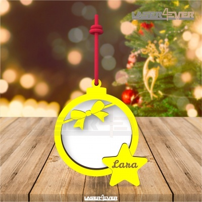 Bola de Natal - Moldura Laço Nome Personalizado