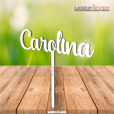 Topo de Bolo Madeira - Nome Carolina