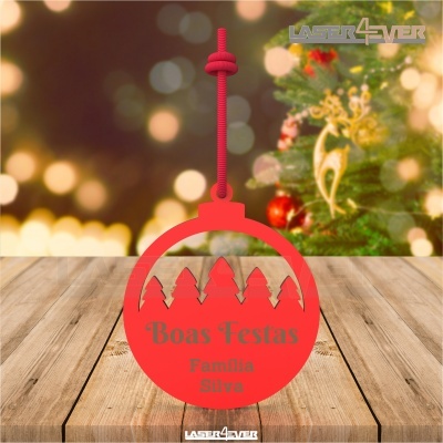 Bola de Natal - Pinheiros Nome Família Personalizado