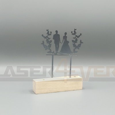 Topo de bolo para Casamento - Tema Casal e borboletas