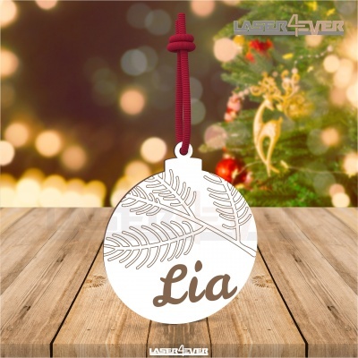 Bola de Natal - Folhas Nome Personalizado