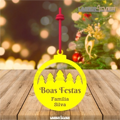 Bola de Natal - Pinheiros Nome Família Personalizado