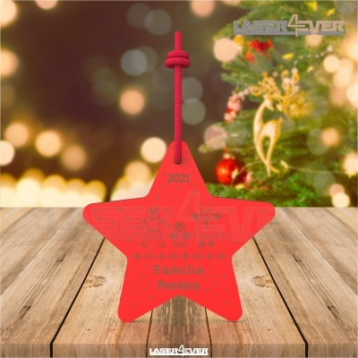 Bola de Natal - Estrela Nome Família Ano Personalizado