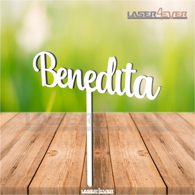 Topo de Bolo Madeira - Nome Benedita