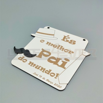 Placa És o Melhor Pai do Mundo - Nome e Data personalizáveis