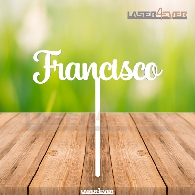 Topo de Bolo Madeira - Nome Francisco