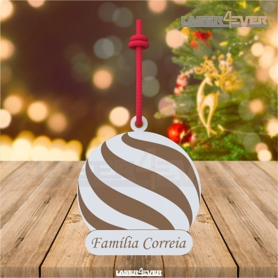 Bola de Natal - Riscas Nome Família Personalizado