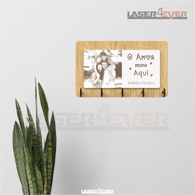 Chaveiro - O amor mora aqui - Fotogravação