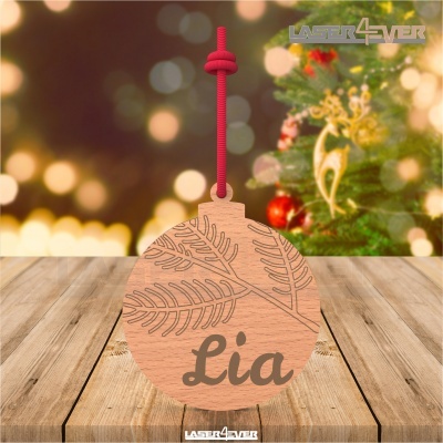 Bola de Natal - Folhas Nome Personalizado