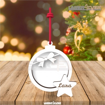 Bola de Natal - Moldura Laço Nome Personalizado