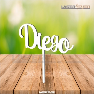 Topo de Bolo Madeira - Nome Diego