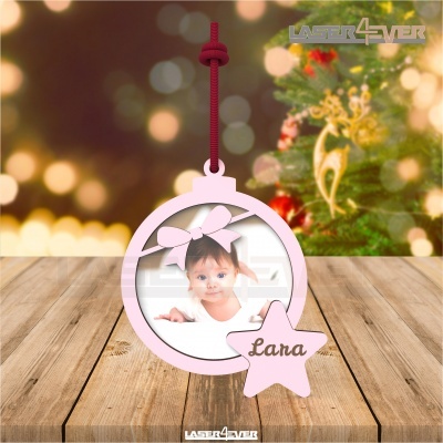 Bola de Natal - Moldura Laço Nome Personalizado