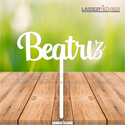 Topo de Bolo Madeira - Nome Beatriz