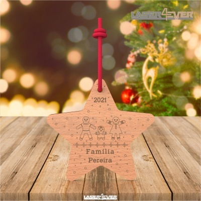 Bola de Natal - Estrela Nome Família Ano Personalizado
