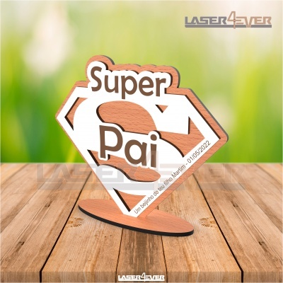 Placa Super Pai - Nome e Data Personalizáveis