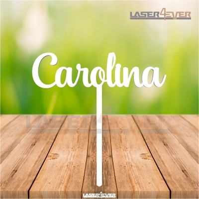 Topo de Bolo Madeira - Nome Carolina