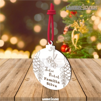 Bola de Natal - Pinhas Nome Família Personalizado