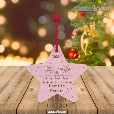 Bola de Natal - Estrela Nome Família Ano Personalizado
