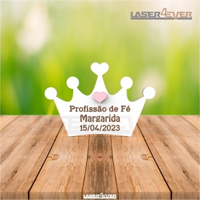 Lembrança Profissão de Fé Coroa Aplique Coração