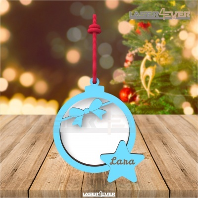 Bola de Natal - Moldura Laço Nome Personalizado