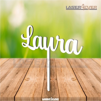 Topo de Bolo Madeira - Nome Laura