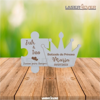 Íman Lembrança Casamento - Peça Puzzle Coroa