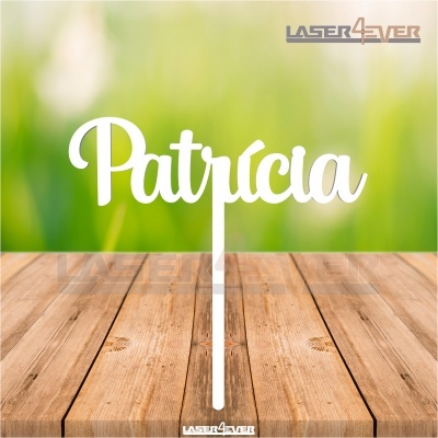 Topo de Bolo Madeira - Nome Patrícia