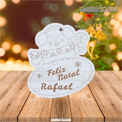 Placa Decorativa - Pinguim Nome Família Personalizado