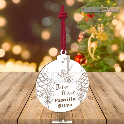 Bola de Natal - Pinhas Nome Família Personalizado