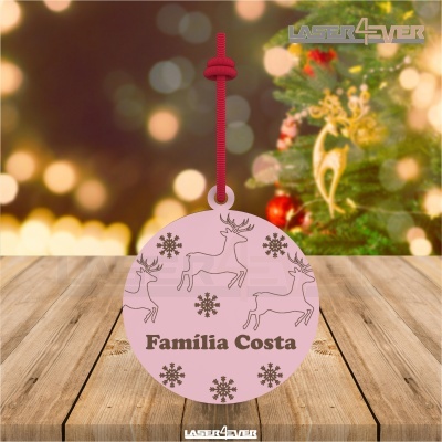 Bola de Natal - Renas Nome Família Personalizado