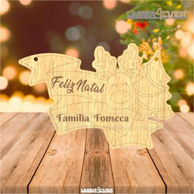 Placa Decorativa - Rena Nome Família Personalizado