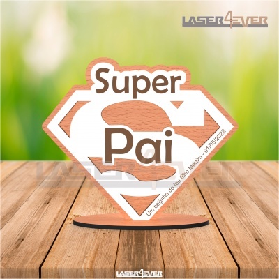 Placa Super Pai - Nome e Data Personalizáveis