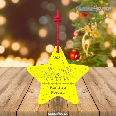 Bola de Natal - Estrela Nome Família Ano Personalizado