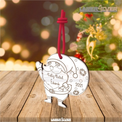 Bola de Natal - Pai Natal Nome e Ano Personalizado