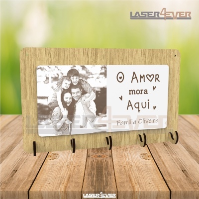 Chaveiro - O amor mora aqui - Fotogravação
