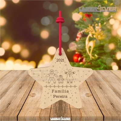Bola de Natal - Estrela Nome Família Ano Personalizado