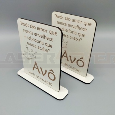 Placa Coroa Avó / Avô - Nome e Data Personalizáveis