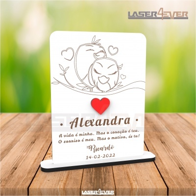 Placa Pássaros - Nomes e Frase Personalizável Placa Pássaros - Nomes e Frase Personalizável