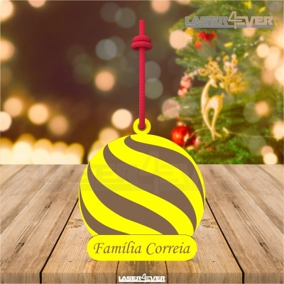 Bola de Natal - Riscas Nome Família Personalizado