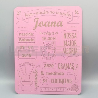 Placa Dados de Nascimento